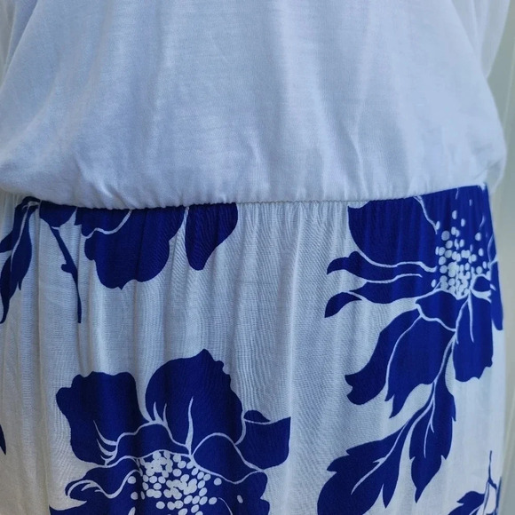 Victoria Secret Raceback Dress Flowers Blue White Maxi Long Modal Soft Short S - Picture 15 of 15